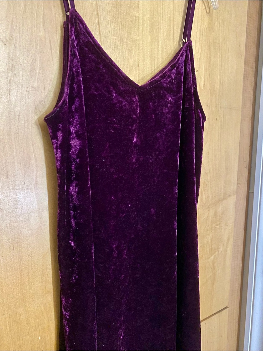 Plum Purple Crushed Velvet Adjustable Strap Whimsigoth Swing Slip Dress Medium - Picture 5 of 7